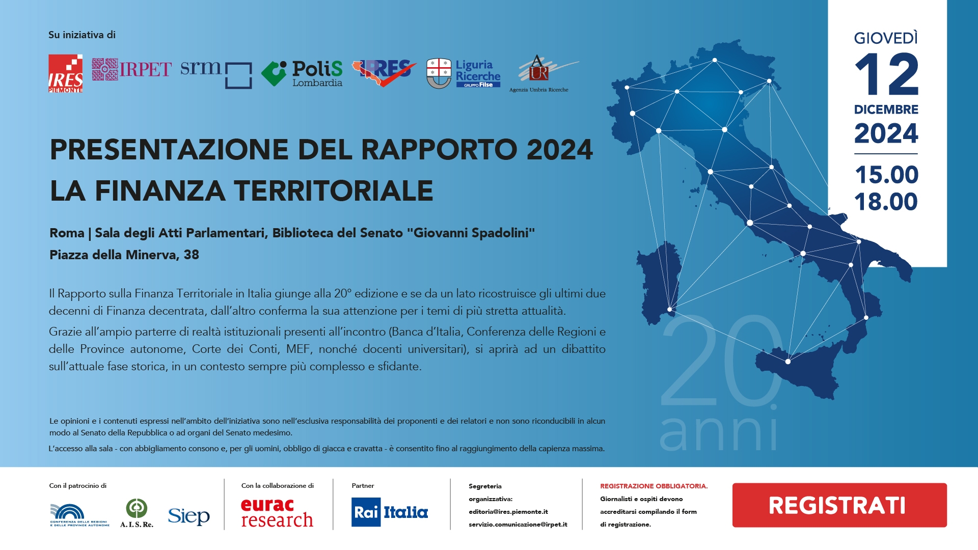 Il rapporto sulla Finanza Territoriale giunge alla ventesima edizione